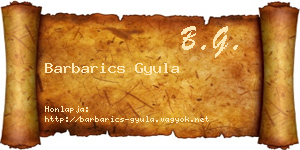 Barbarics Gyula névjegykártya
