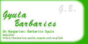 gyula barbarics business card